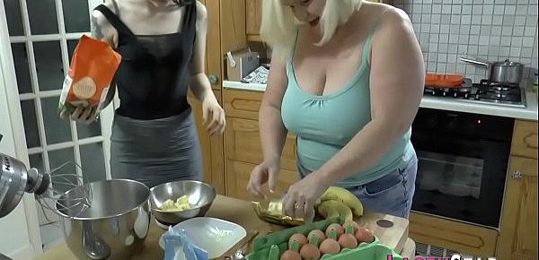  Lesbian toys grans cunt with banana